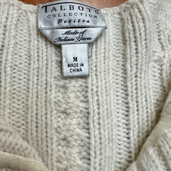 Crop Cardigan, Fisherman’s Knit Alpaca/Merino/Acrylic Talbot’s Collection, M - Picture 3 of 10